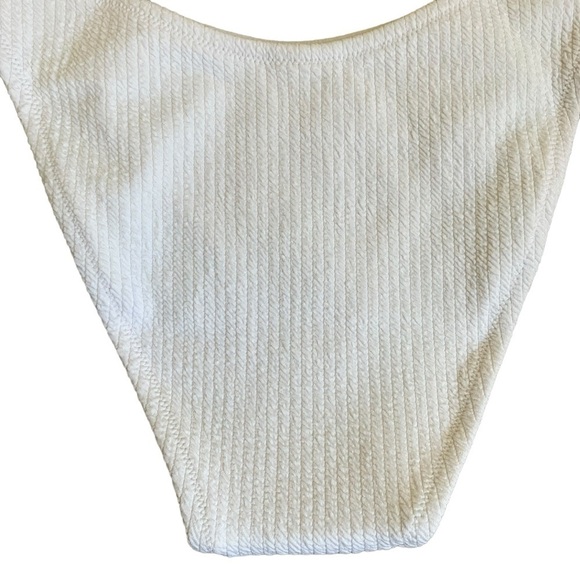 NWT J. Crew White Scrunchie Textured Curved Waist Cheeky Bikini Bottom Sz M - Picture 9 of 14